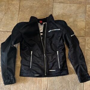 Firstgear woman’s small Black Mesh Motorcycle Jacket with padding & pockets. S